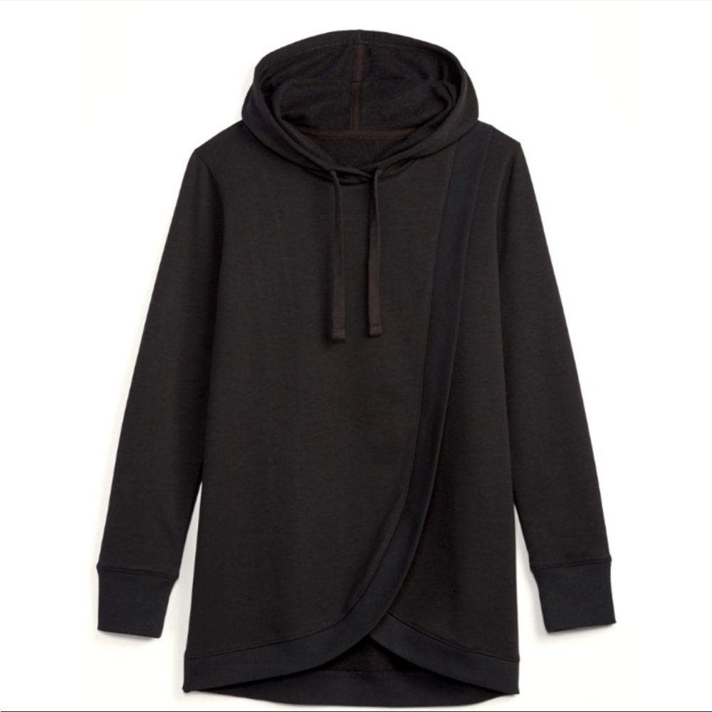 Old Navy Maternity Vintage Cross-Front Nursing Tunic Hoodie medium black